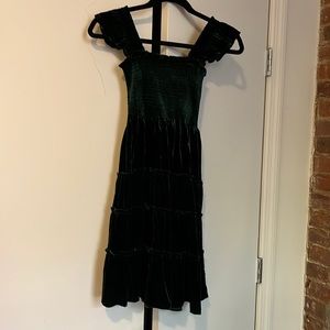 The Tiny Ellie Nap Dress - Emerald Velvet 11/12Y
